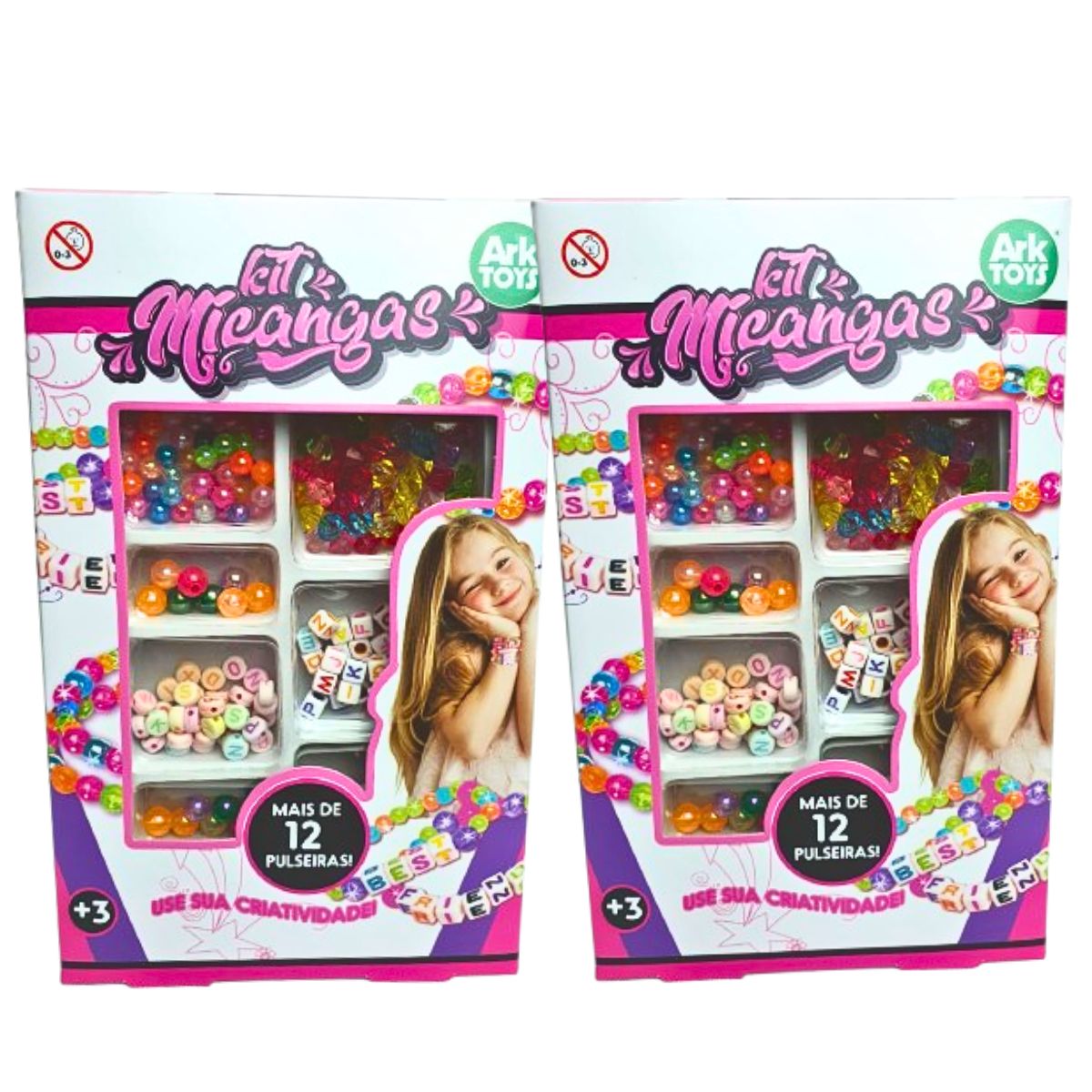 Kit 2 Miçangas Infantil Para Acessórios - Ark Toys Kit 2 Miçangas Infantil Para Acessórios - Ark Toys